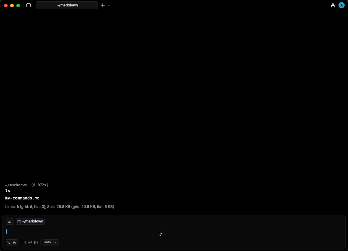 Clicking a Markdown file link in the output of ls to open it in Warp